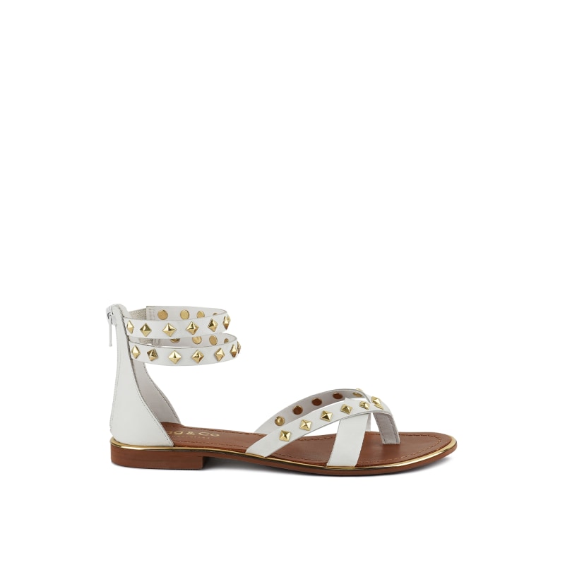 White studded gladiator sandals on sale