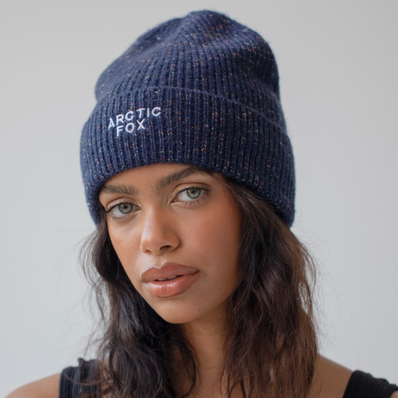 Thumbnail of The Embroidered Beanie In Deep Lagoon Navy image