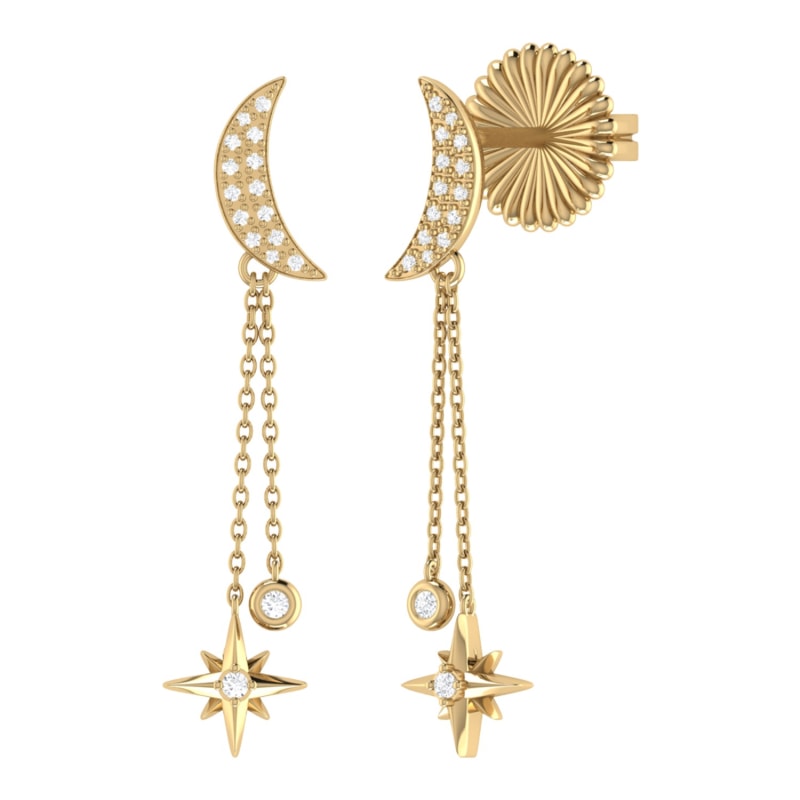 Thumbnail of Moonlit Drop Star Earrings In 14 Kt Yellow Gold Vermeil On Sterling Silver image