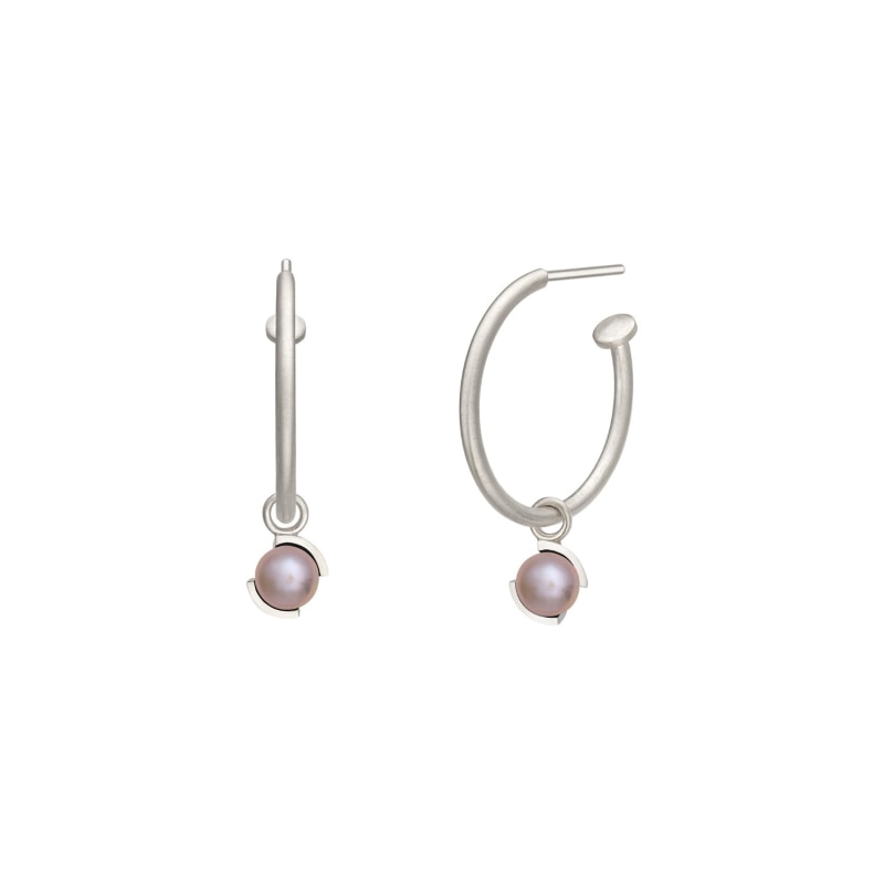 Thumbnail of EntréE Sizzle Hoop Pearl Earring Light Pink - Silver image