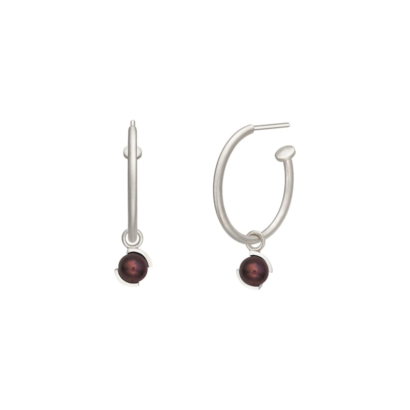 Thumbnail of EntréE Sizzle Hoop Pearl Earring Red - Silver image