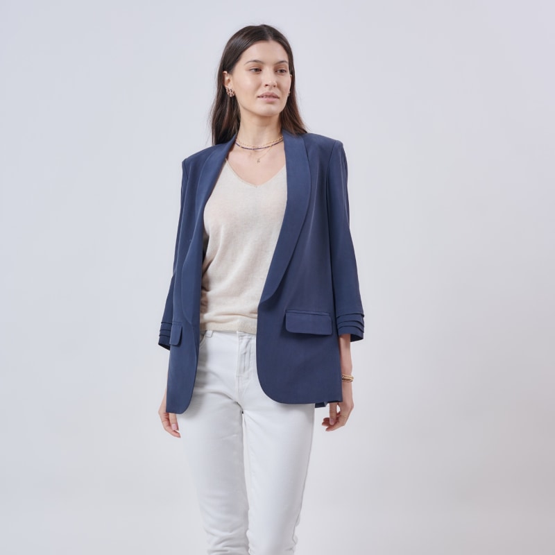 Thumbnail of Luca Silk Blazer - Blue image