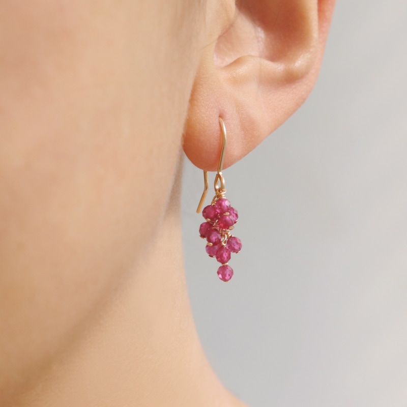 Ruby Cluster Drop Earrings by MOUNIR LONDON