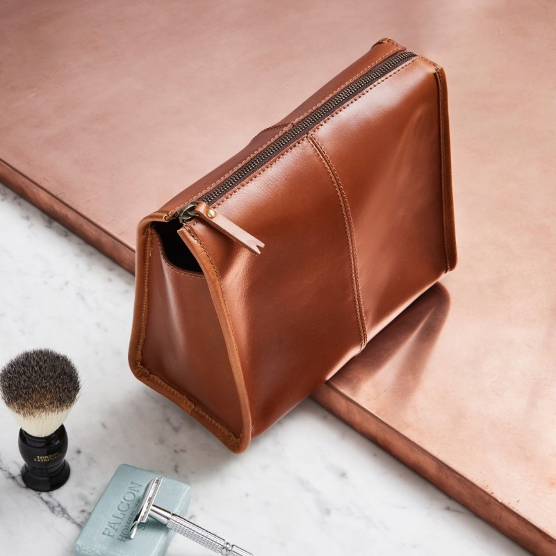 Thumbnail of Slim Jim Tan Leather Wash Bag image