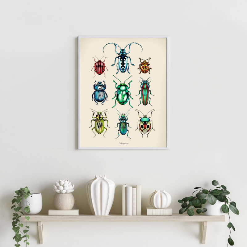 Thumbnail of 'Antique Tropical Beetles' Fine Art Print A3 image