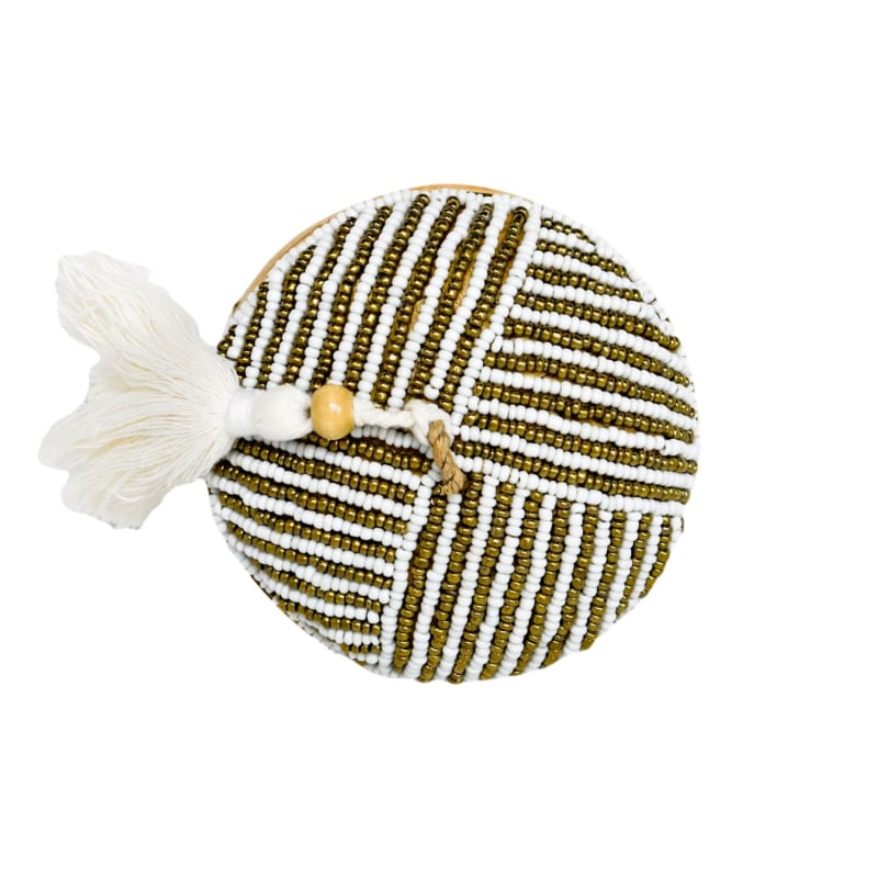 Thumbnail of Wish Granted Tassel Bowl - Gold & White Thin Stripe image