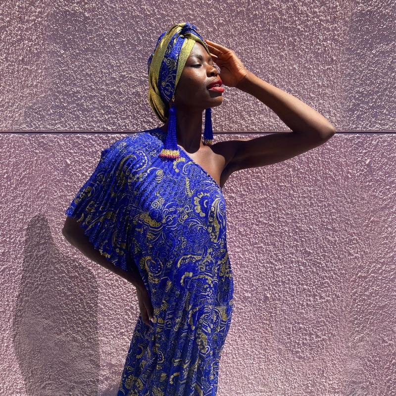 Pleated kaftan top