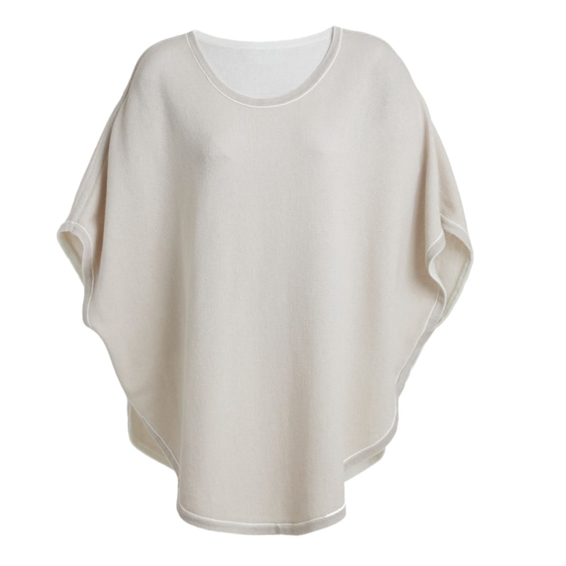 Flora Cotton Cashmere Reversible Poncho Cream & Starch | Cove | Wolf ...