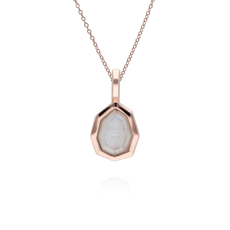 Thumbnail of Irregular Rainbow Moonstone Pendant In Rose Gold Plated Silver image