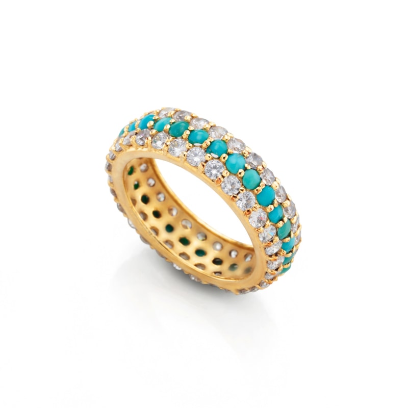 14k Blue Gold Plated Dome Ring Turquoise Preeti Sandhu Wolf