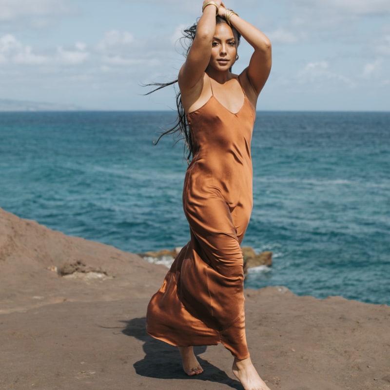 Thumbnail of The Prairie Wildrye Slip Dress In Tobacco image