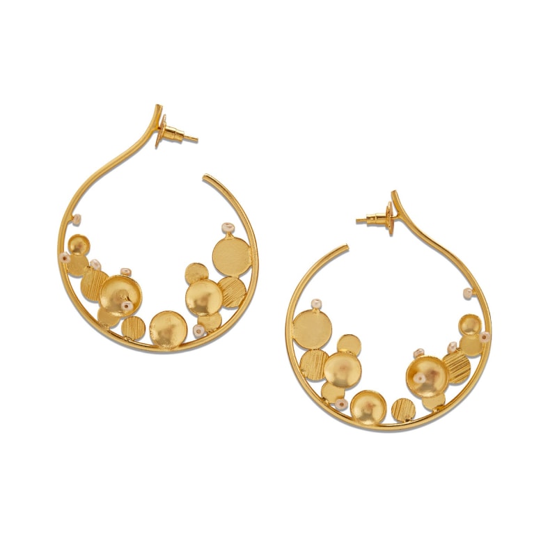 Thumbnail of Gold Aero Hoop Earrings With Freshwater Pearls image