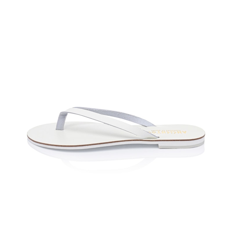 Thumbnail of Achelois White Handcrafted Leather Flip Flop Sandal For Women image