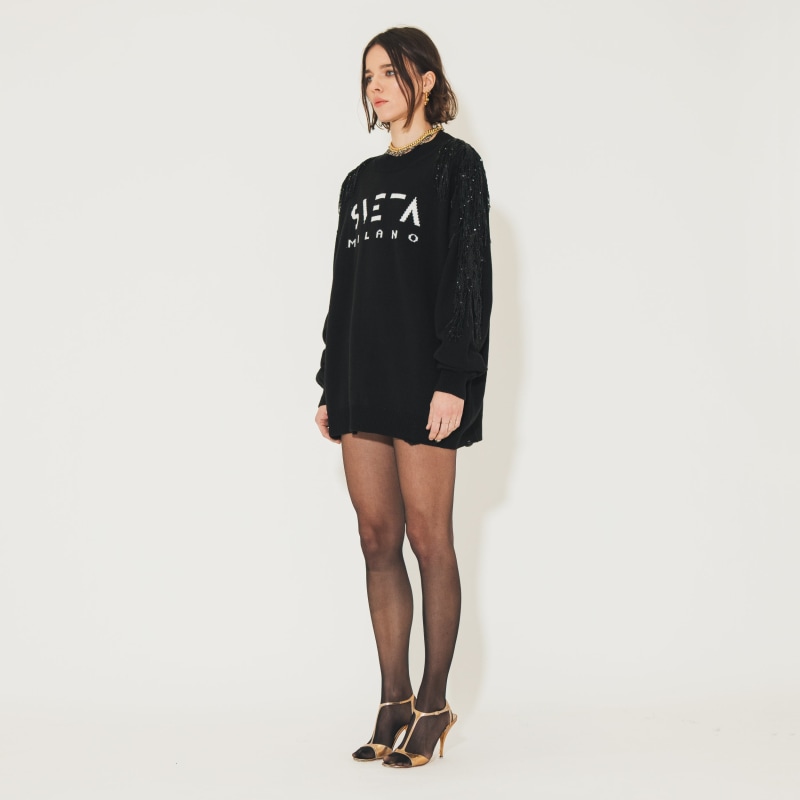 Thumbnail of Ermione Long Sweater With Sveta Milano Logo image