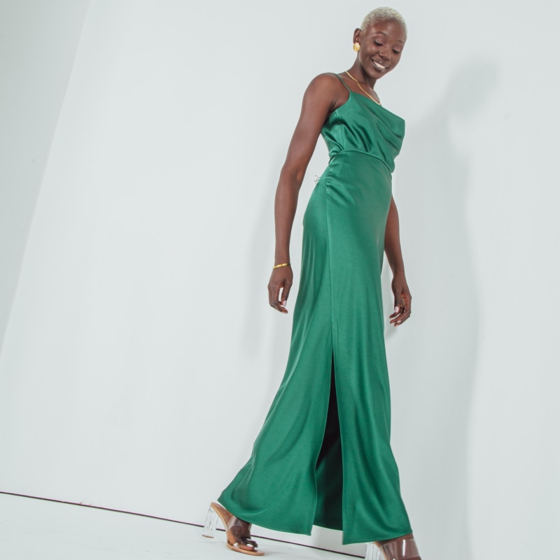 Satin maxi skirt green on sale