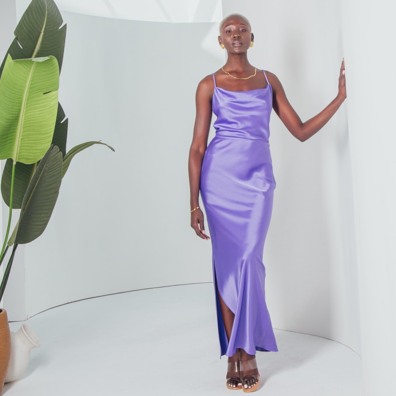 Essentials Satin Maxi Skirt Lavender SAVANNA Wolf Badger