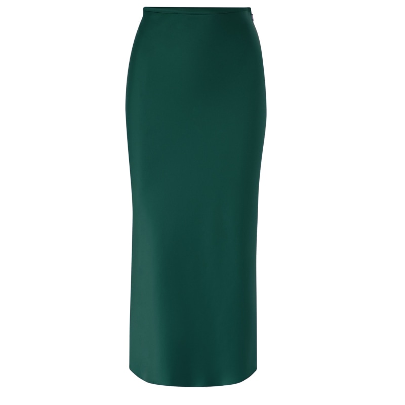 Thumbnail of Essentials - Satin Midi Skirt- Emerald Green image