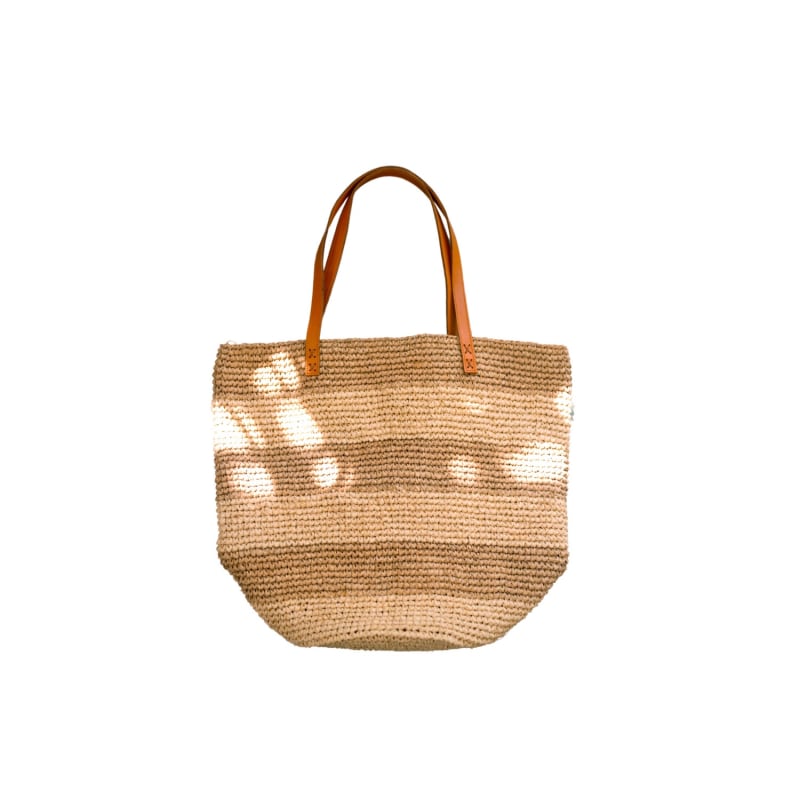 Thumbnail of Esther White Striped Premium Raffia Tote image