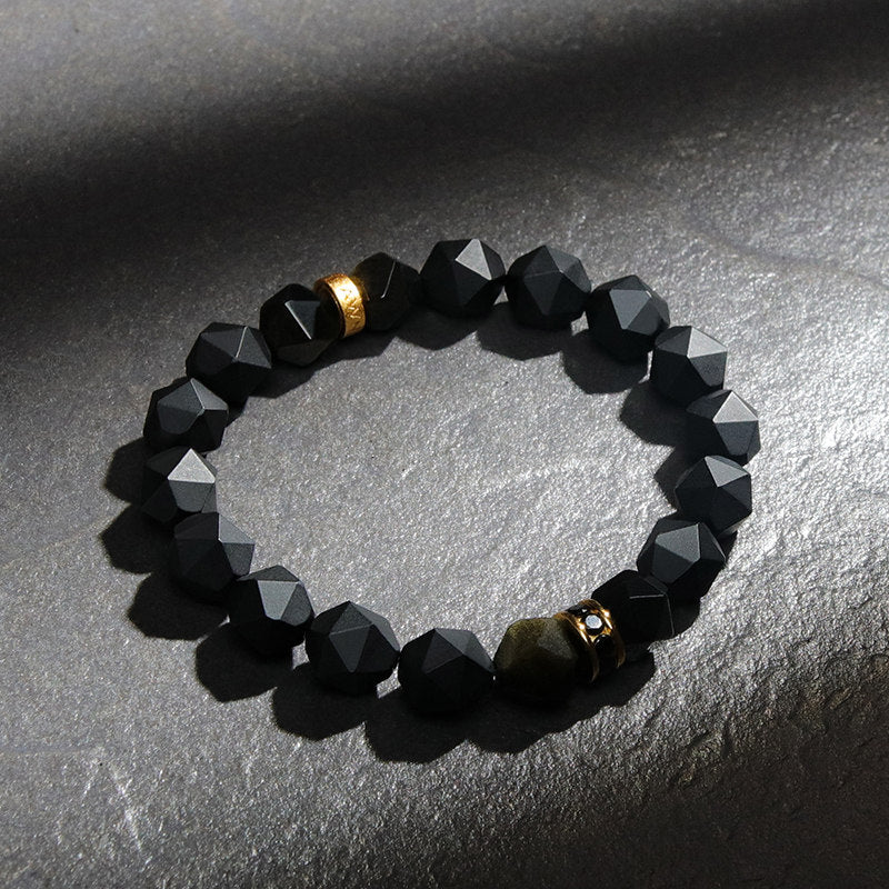 Thumbnail of Golden Obsidian & Black Onyx Beaded Bracelet image