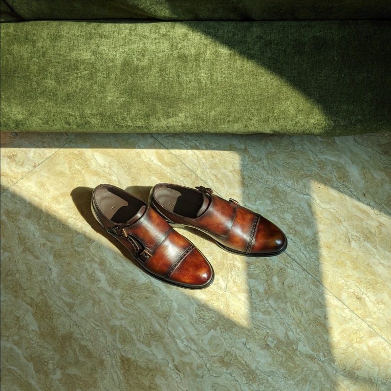 Thumbnail of Germaine, Hand-Painted Patina Double Monk Shoe image