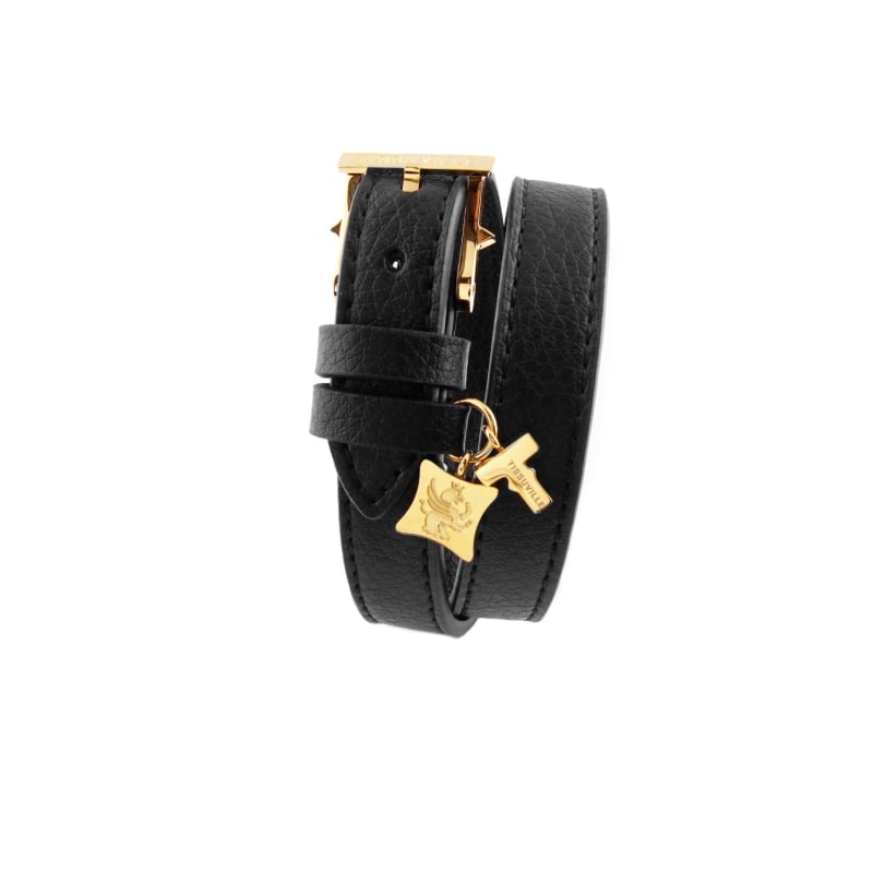 The Black and Gold plated leather bracelet