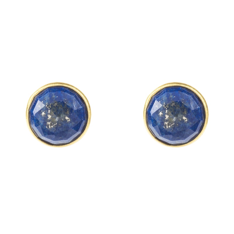 Thumbnail of Medium Circle Stud Earrings Lapis Lazuli Gold image