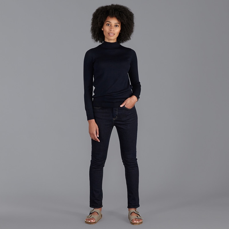 Thumbnail of Women's Pure Extra Fine Merino Wool High Neck Hayley Jumper - Navy image