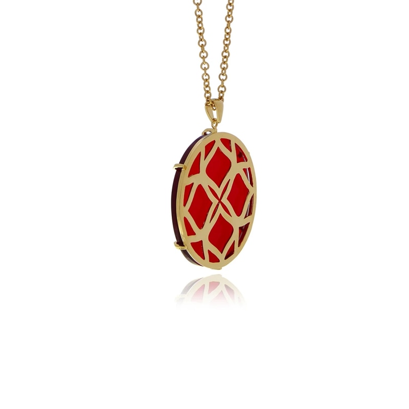 Thumbnail of Signature Garnet Crystal Medallion Necklace image