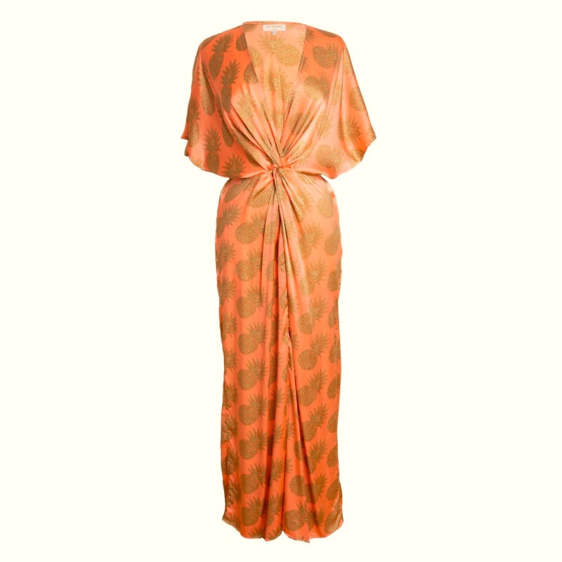 Thumbnail of Euphoric Knot Front Maxi Dress - Silk - Pineapples image