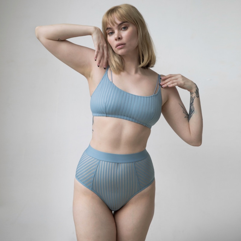 Thumbnail of Vertigo Hi Waisted Brief Denim Blue image