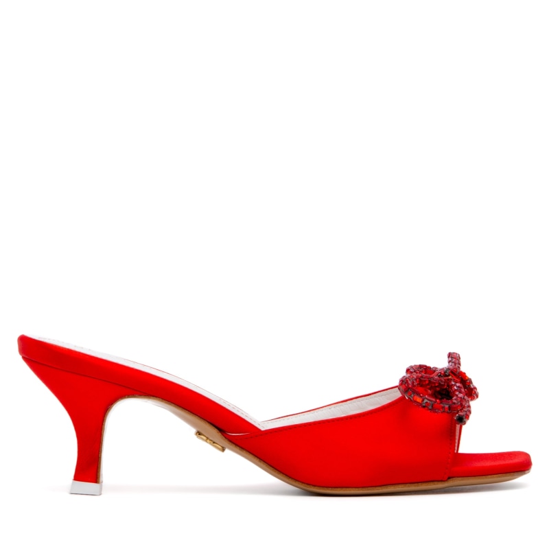 Red leather kitten heel shoes discount