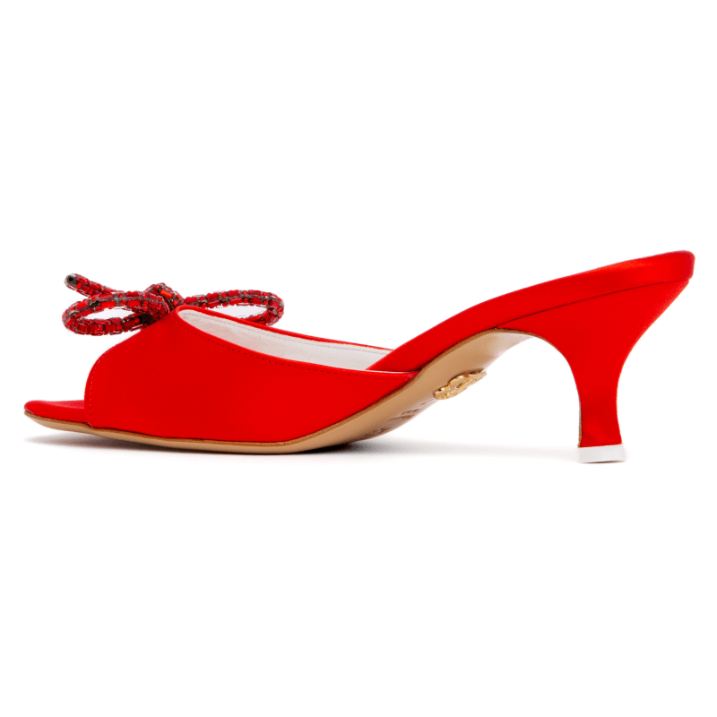 Eva Red Valentine Evening Kitten Heel Sandal Silk Satin | Beautiisoles ...