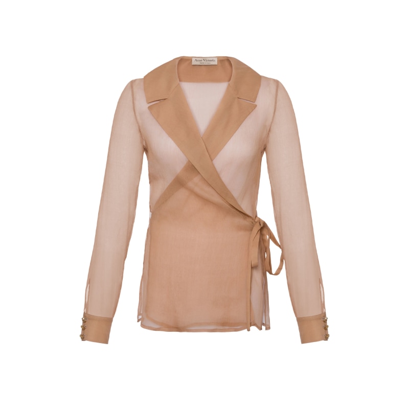 Thumbnail of Eva Silk Chiffon Blouse - Nude image