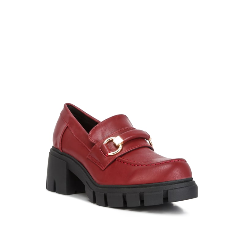 Evangeline Chunky Platform Loafers In Burgundy by Rag Co