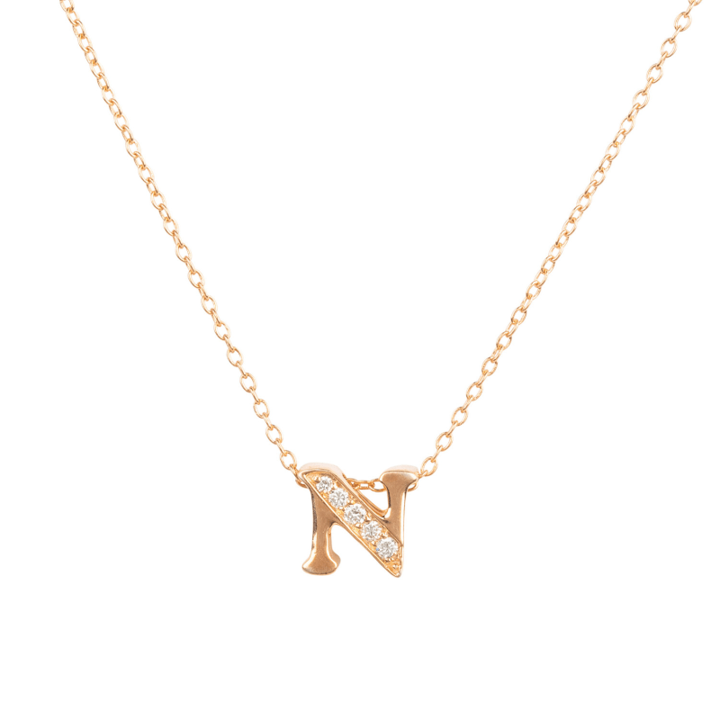 Thumbnail of Diamond Initial Letter Pendant Necklace Rose Gold N image