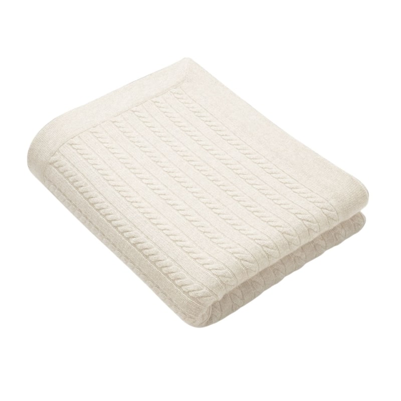 Thumbnail of The Cable Knit Cashmere Maxi Blanket — Silky Cream image