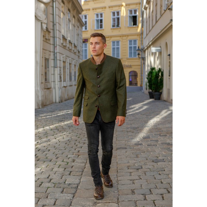 Thumbnail of Edward - Classic Austrian Jacket In Olive - Blue image