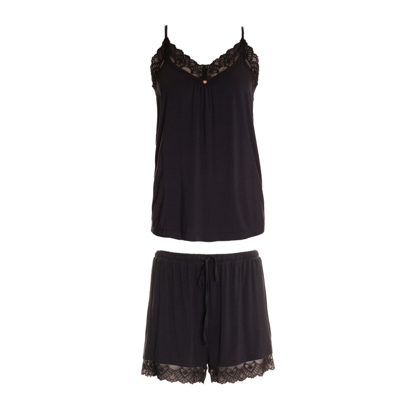 Thumbnail of Bamboo Lace Cami Short Pyjama Set In Raven image