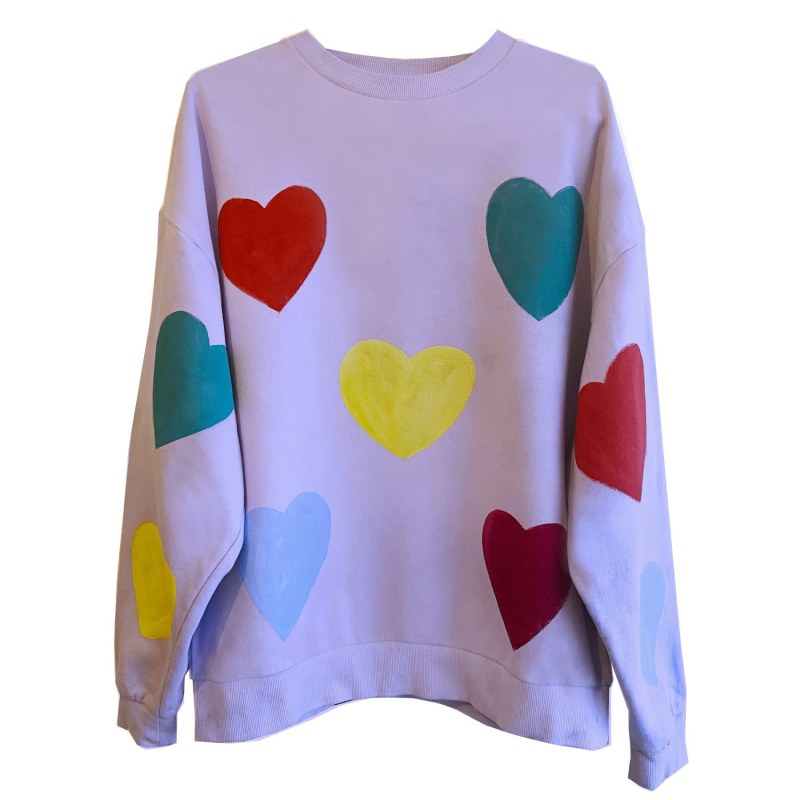 Thumbnail of Oversized Lilac Love Heart Sweatshirt image