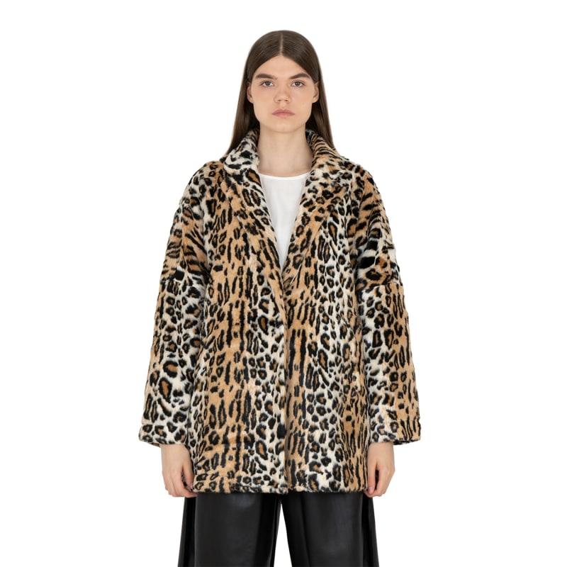 Leopard Print Faux Fur Coat Emin Paul Wolf Badger