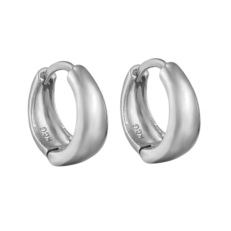 Small Thick Sterling Silver Hoop Earrings - Polished Finish - Zanfeld