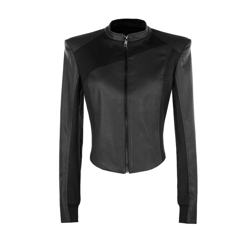 Exaggerated Shoulder Denim Jacket Black VICTORIA RAINER Wolf