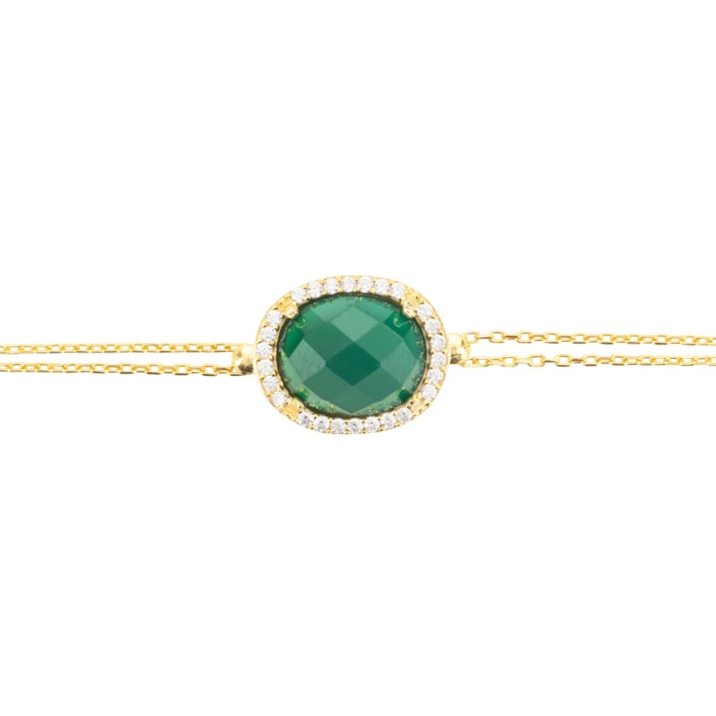 Thumbnail of Beatrice Oval Gemstone Bracelet Gold Green Onyx image