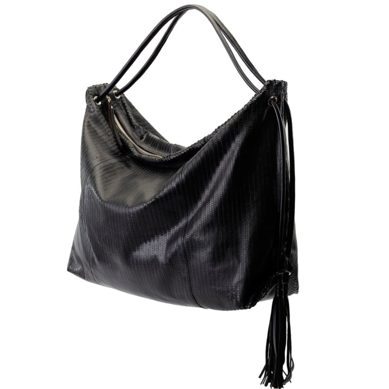 Extra Large Slouchy Sling Bag. Black Leather | JUAN-JO Extra Large Slouchy Sling Bag. Black Leather | JUAN-JO