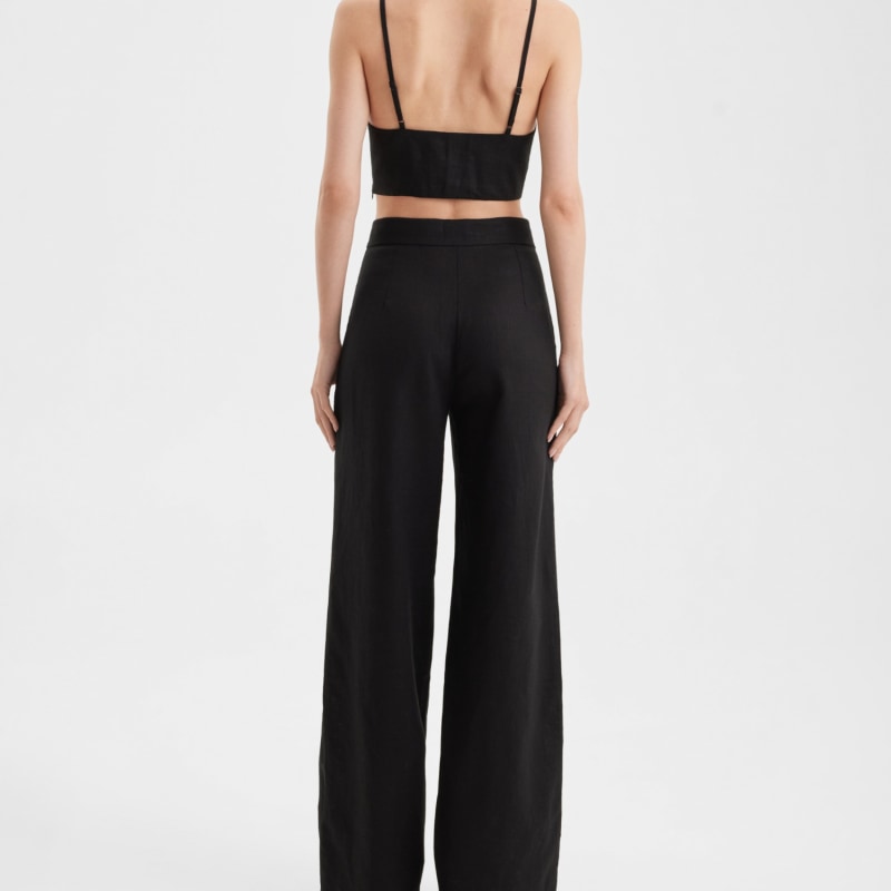 Extra Tall Black Linen Trousers - Straight, High-Waisted & Adjustable by KK