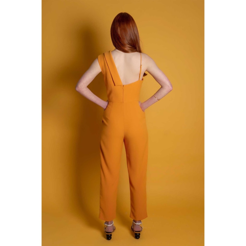 Thumbnail of Peak Lapel Tailored Jumpsuit - Yellow & Orange image