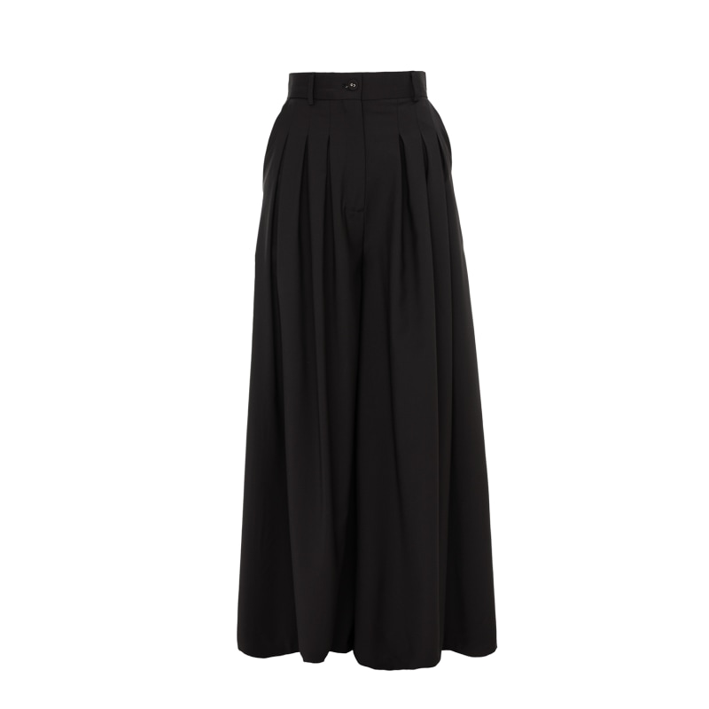 Thumbnail of Eyos Infinity | Wool Palazzo Trousers With Ribbons In Black image