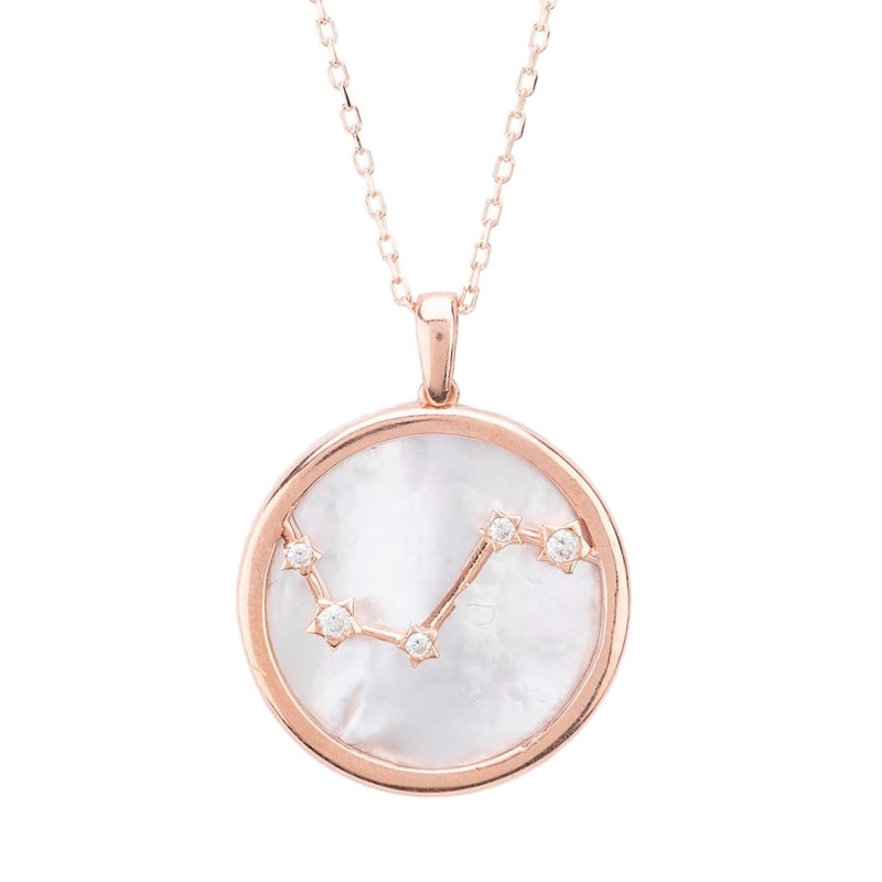 Thumbnail of Zodiac Mother Of Pearl Gemstone Star Constellation Pendant Necklace - Aries image