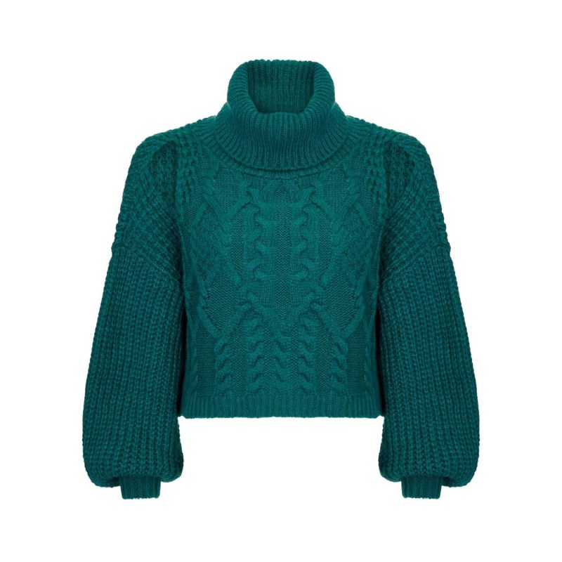 Thumbnail of Mimi Crop Cut Out Cable Jumper - Teal image