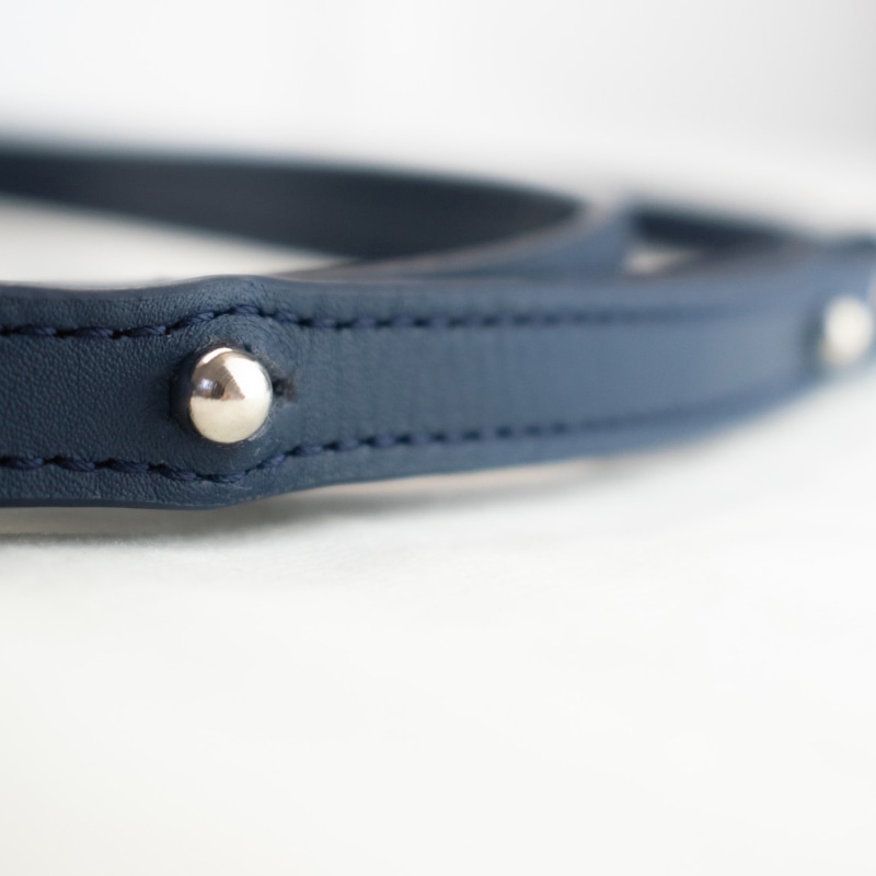Thumbnail of Handmade Adjustable Leather Phone Bag With Pocket - Navy Blue image